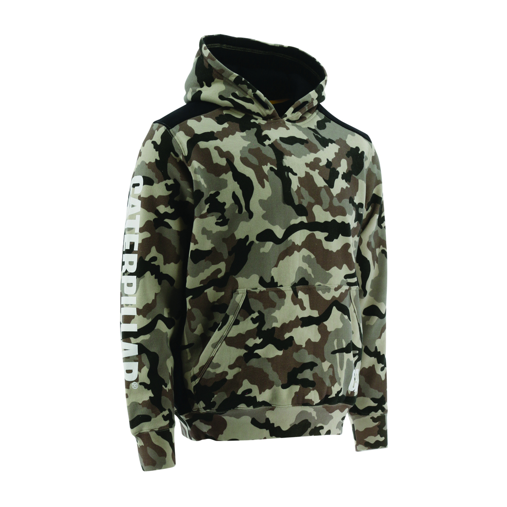 Caterpillar Clothing Sale Pakistan - Caterpillar Logo Panel Hooded Sweat Mens Hoodies Camo (062483-IKS)